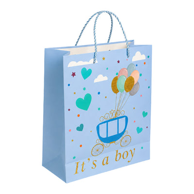 It'S A Boy Baby Shower Gift Bag - Light Blue - 26X32X10 Cm