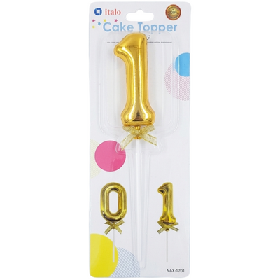 Cake Decoration 1 Number Metallic Cake Topper - Gold Colour