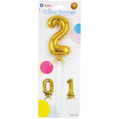 Cake Decoration 2 Number Metallic Cake Topper - Gold Colour