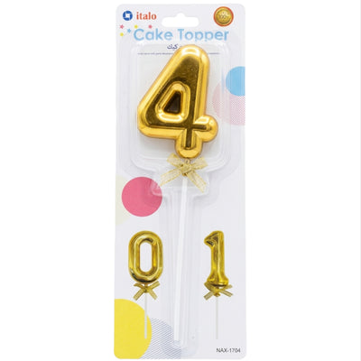 Cake Decoration 4 Number Metallic Cake Topper - Gold Colour
