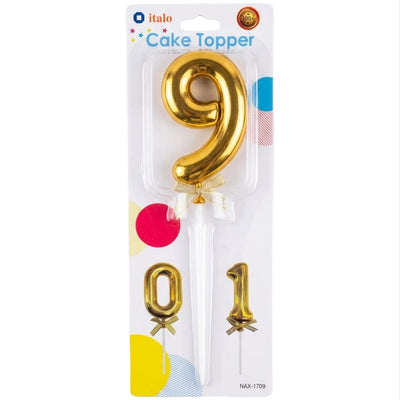 Cake Decoration 9 Number Metallic Cake Topper - Gold Colour