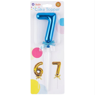 Cake Decoration 7 Number Metallic Cake Topper - Blue Colour