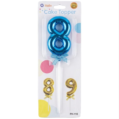 Cake Decoration 8 Number Metallic Cake Topper - Blue Colour