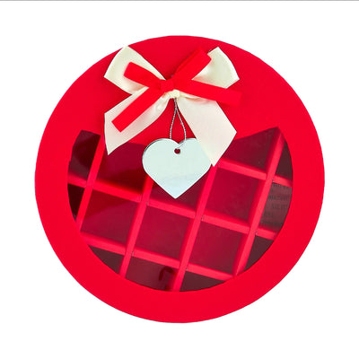 Hotpack Round Shape 21 Portion Gift Chocolate Box - Red - 19X19X4 Cm