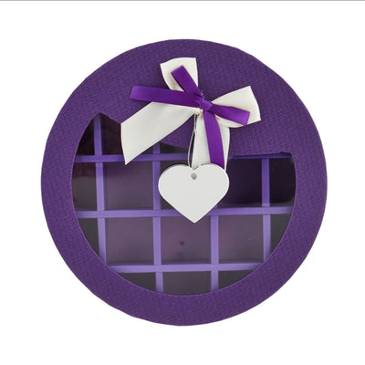 Hotpack Round Shape 21 Portion Gift Chocolate Box - Purple - 19X19X4 Cm