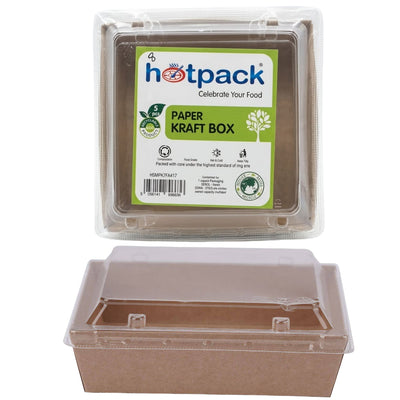 Hotpack Party Paper Kraft Container - عبوة من 5 قطع - 13.6 × 12 × 3.5 سم