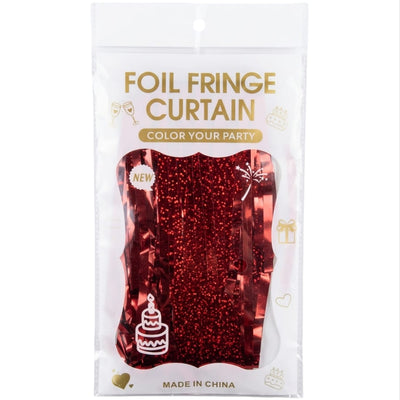 Laser Glitter Foil Fringe Curtain For Party Decoration - Rain Curtain - Red Colour