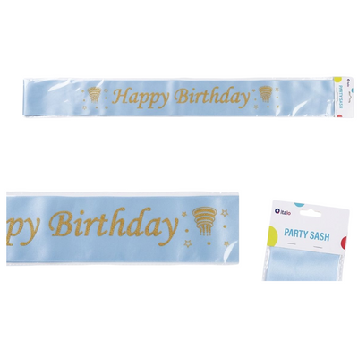 Happy Birthday Party Sash With Cake Printed - Slate Gray Colour