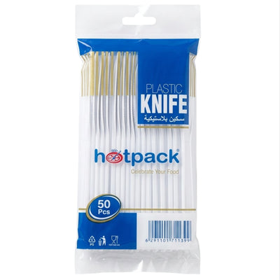 Hotpack Disposable Cutlery Knife Plastic - 50Pcs Set - White Colour