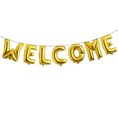Welcome Party Decoration Foil Letter Balloon - Gold ( Uninflated)