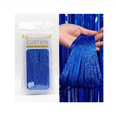 Laser Glitter Foil Fringe Curtain For Party Decoration - Rain Curtain - Blue Colour