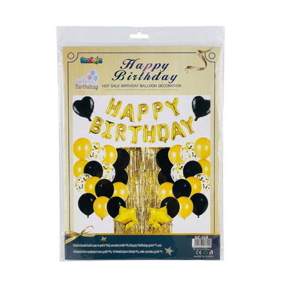 Happy Birthday Party Decoration Balloon Graland Kit With Rain Curtain & Foil Balloons