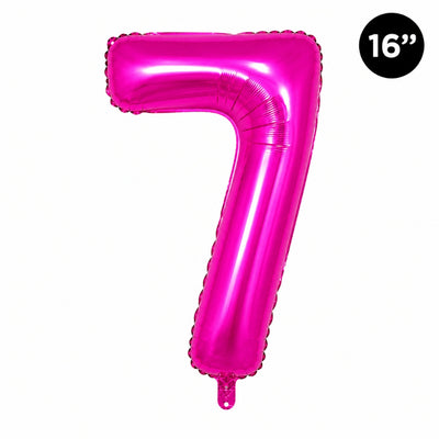 Happy Birthday Party Decoration Foil Balloon Number 7 - Hot Pink - 16 Inch