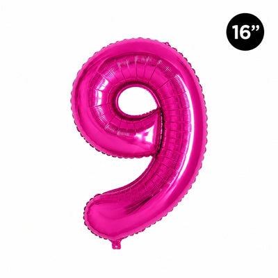 Happy Birthday Party Decoration Foil Balloon Number 9 - Hot Pink - 16 Inch