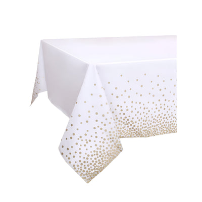 Gold Polka Dot Printed Party Decoration Plastic Table Cover - Tableware - White - 137X183 Cm