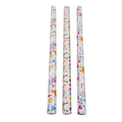 Assorted White Printed Gift Wrapping Papper ( 1 Roll Only )