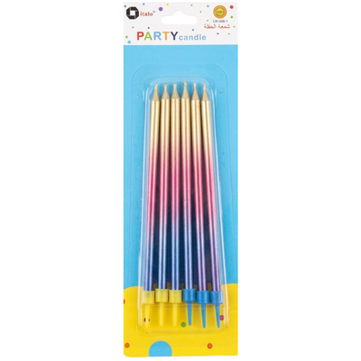 Party Cylindrical Shape Candle - Vibrant Colour - Pack Of 6 Pcs
