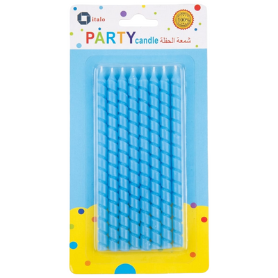 Party Spiral Candle - Blue - Pack Of 8 Pcs