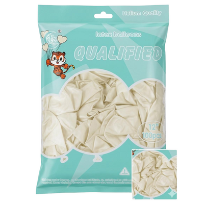 Party Decoration Latex Metallic Balloon - Off White Colour - (Pack Of 100Pcs)