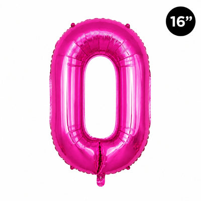 Happy Birthday Party Decoration Foil Balloon Number 0 - Hot Pink - 16 Inch