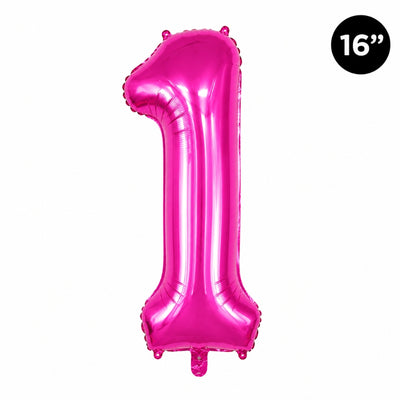 Happy Birthday Party Decoration Foil Balloon Number 1 - Hot Pink - 16 Inch