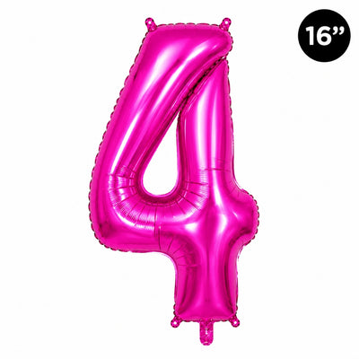 Happy Birthday Party Decoration Foil Balloon Number 4 - Hot Pink - 16 Inch