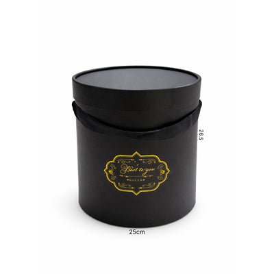 Gift Box Black Colour Round - Large - 25X26.5Cm