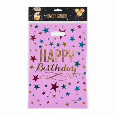 Happy Birthday Pink Colour Party Loot Bag - 29X20 Cm - Pack Of 10 Pcs