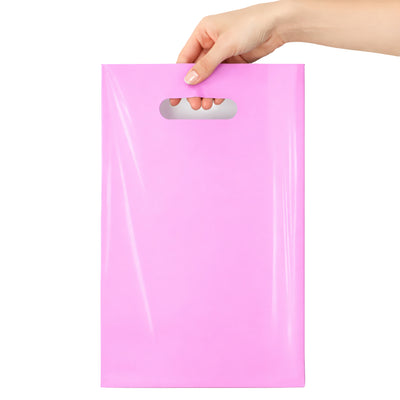 Plain Pink Party Loot Bags - 29X16 Cm - Pack Of 10 Pcs