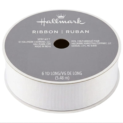 Hallmark Gift Wrapping Decorative Grossgrain Ribbon - White Colour - 5.48 Meter