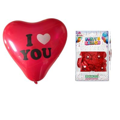 Heart Shaped Party Balloon - I Love You Printed - Red Colour - (Pack Of 50Pcs)
