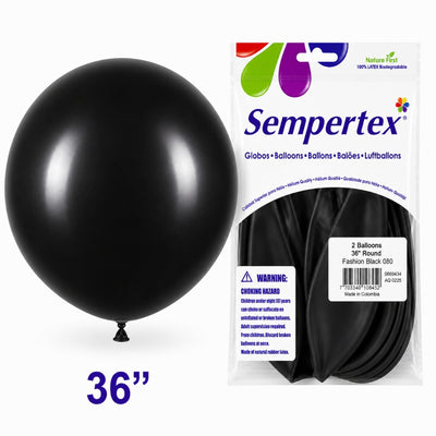 Sempertex Latex Balloons - Black - Pack Of 2 - 36 Inch (Uninflated)