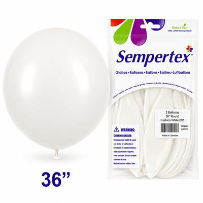 Sempertex Latex Balloons - White - Pack Of 2 - 36 Inch (Uninflated)