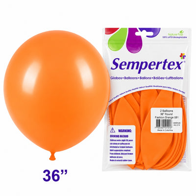 Sempertex Latex Balloons - Orange - Pack Of 2 - 36 Inch (Uninflated)