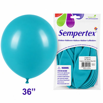 Sempertex Latex Balloons - Caribbean Blue - Pack Of 2 - 36 Inch (Uninflated)