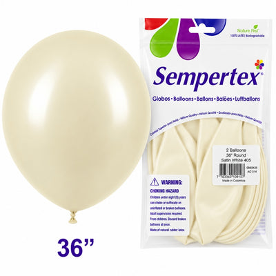Sempertex Latex Balloons - Satin White - Pack Of 2 - 36 Inch (Uninflated)