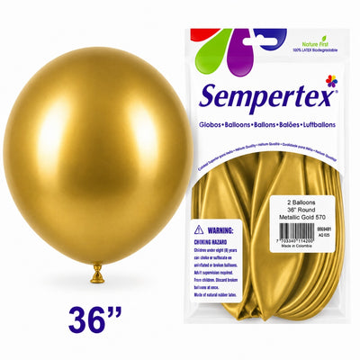 Sempertex Latex Balloons - Metallic Gold - Pack Of 2 - 36 Inch (Uninflated)