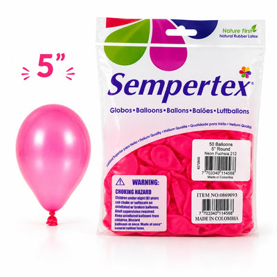 Sempertex Latex Balloons - Neon Fuchsia - Pack Of 50 - 5 Inch (Uninflated)