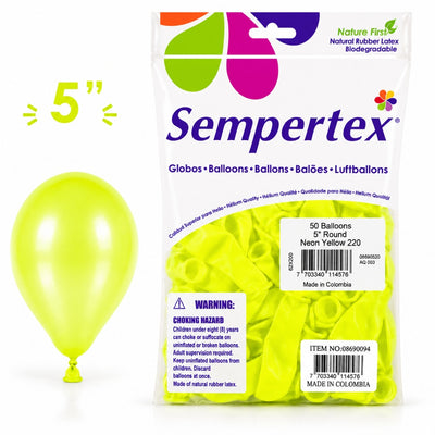Sempertex Latex Balloons - Neon Yellow - Pack Of 50 - 5 Inch (Uninflated)