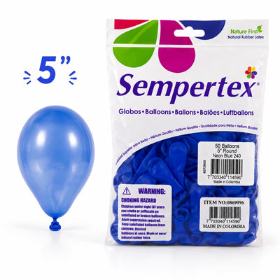 Sempertex Latex Balloons - Neon Blue - Pack Of 50 - 5 Inch (Uninflated)