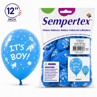 Sempertex "It'S A Boy" Latex Balloons - Pack Of 12 - 12 Inch (Uninflated)