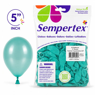 Sempertex Latex Balloons - Aquamarine - Pack Of 50 - 5 Inch (Uninflated)