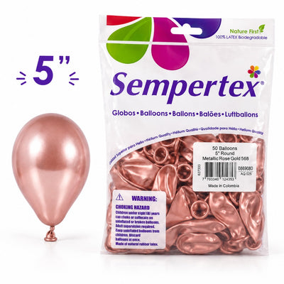 Sempertex Latex Balloons - Metallic Rose Gold - Pack Of 50 - 5 Inch (Uninflated)