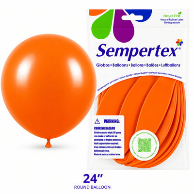 Sempertex Latex Balloons - Orange - Pack Of 3 - 24 Inch (Uninflated)