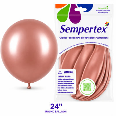Sempertex Latex Balloons - Metallic Rose Gold - Pack Of 3 - 24 Inch (Uninflated)
