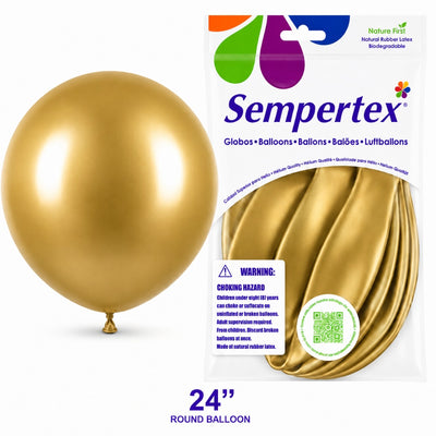 Sempertex Latex Balloons - Metallic Gold - Pack Of 3 - 24 Inch (Uninflated)