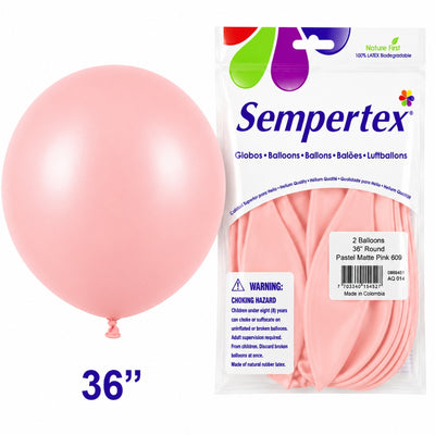 Sempertex Latex Balloons - Pastel Matte Pink - Pack Of 2 - 36 Inch (Uninflated)