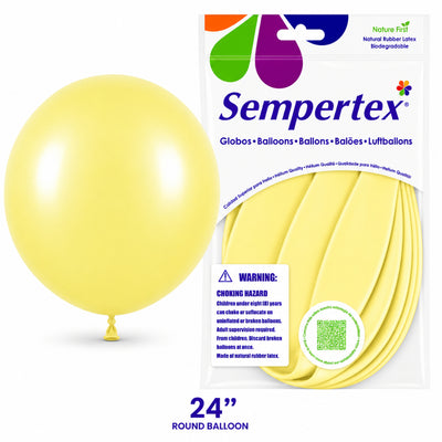 Sempertex Latex Balloons - Pastel Matte Yellow - Pack Of 3 - 24 Inch (Uninflated)