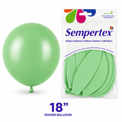 Sempertex Latex Balloons - Pastel Matte Green - Pack Of 6 - 18 Inch (Uninflated)