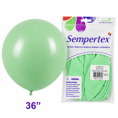 Sempertex Latex Balloons - Pastel Matte Green - Pack Of 2 - 36 Inch (Uninflated)